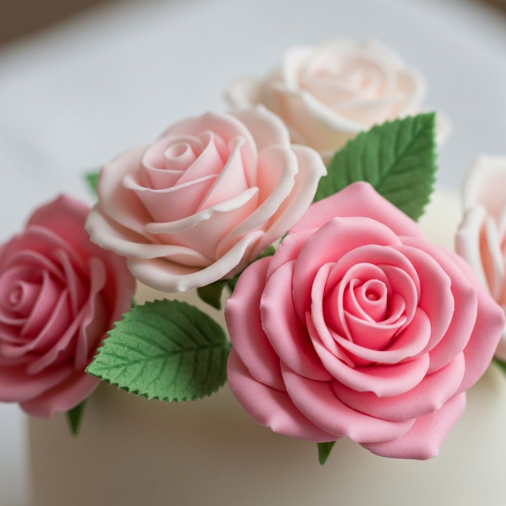 Decorative sugar roses for cakes
